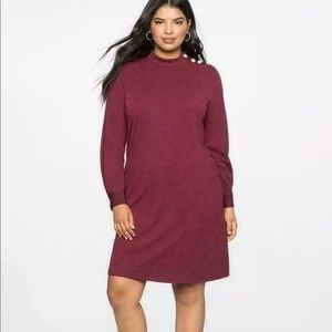 Eloquii maroon Pearl Shoulder Easy Tee Dress 24